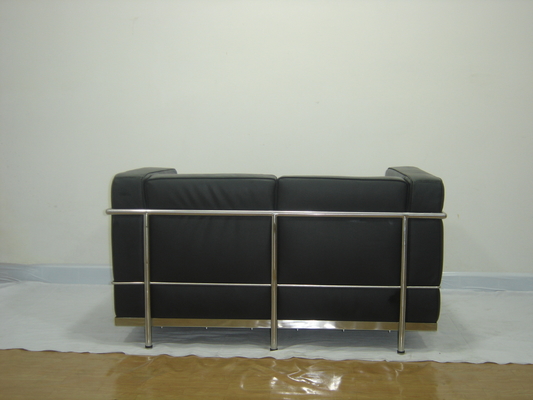 2 modernes klassisches Sofa-echtes Leder-im amerikanischen Stil Schwarzes der Sitz fournisseur
